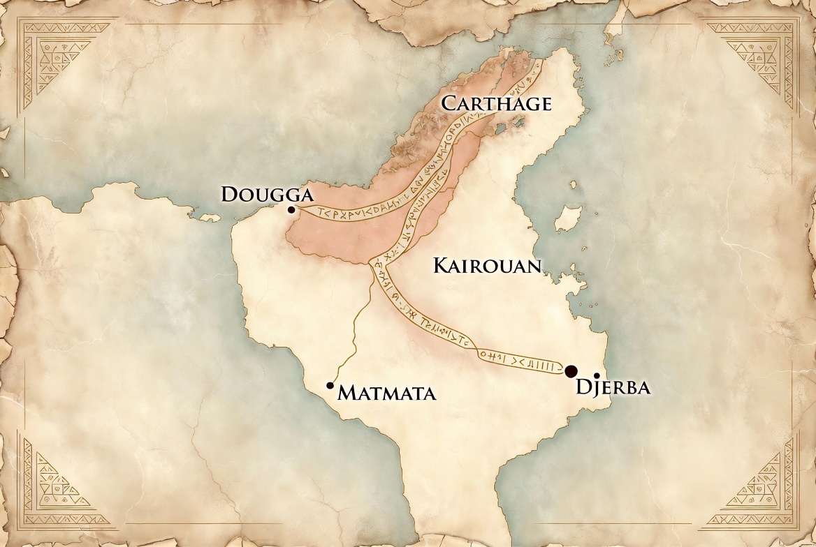 Dougga Tifinagh Tunisia historical map