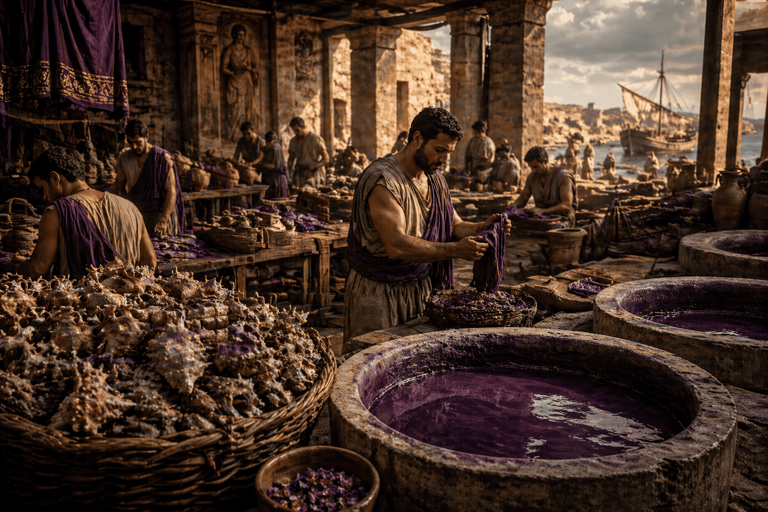 Tyrian purple Meninx dye production in ancient Djerba
