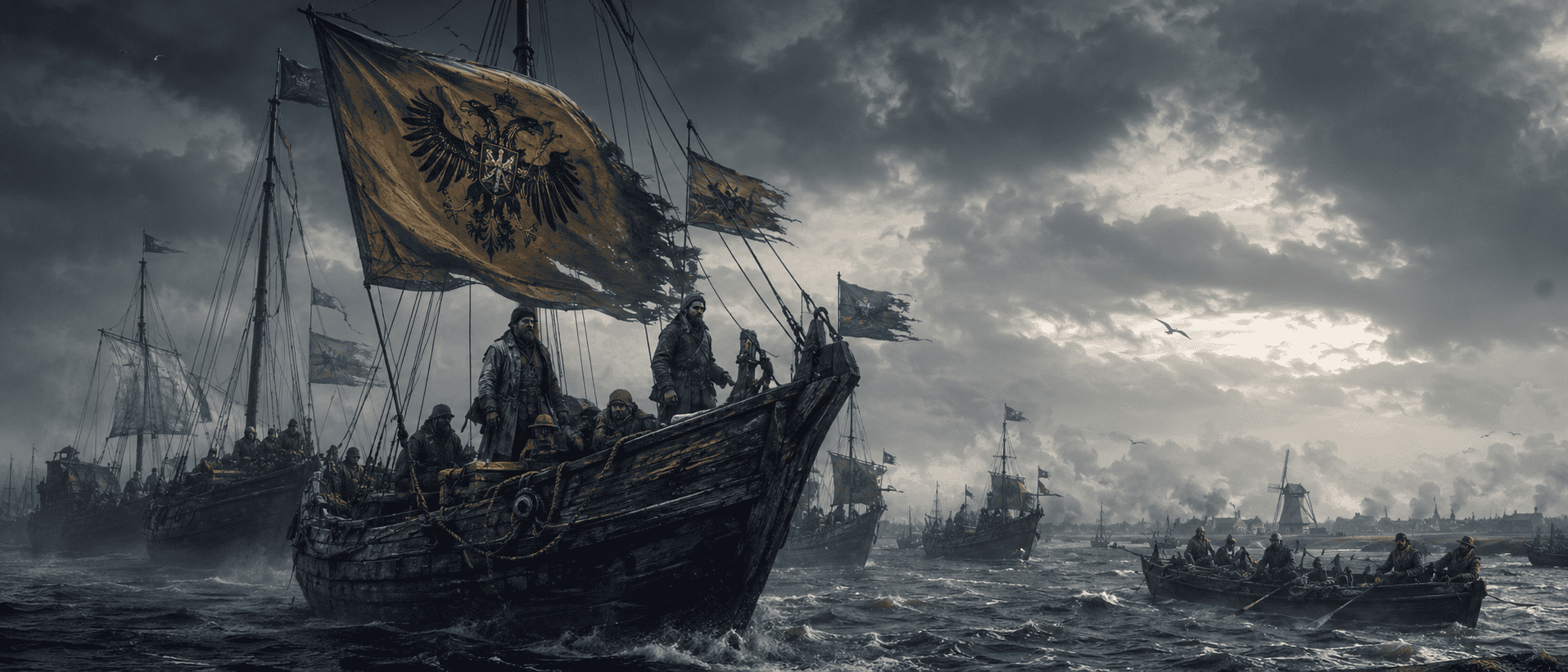 Sea Beggars fleet operating across the North Sea during the Dutch Revolt