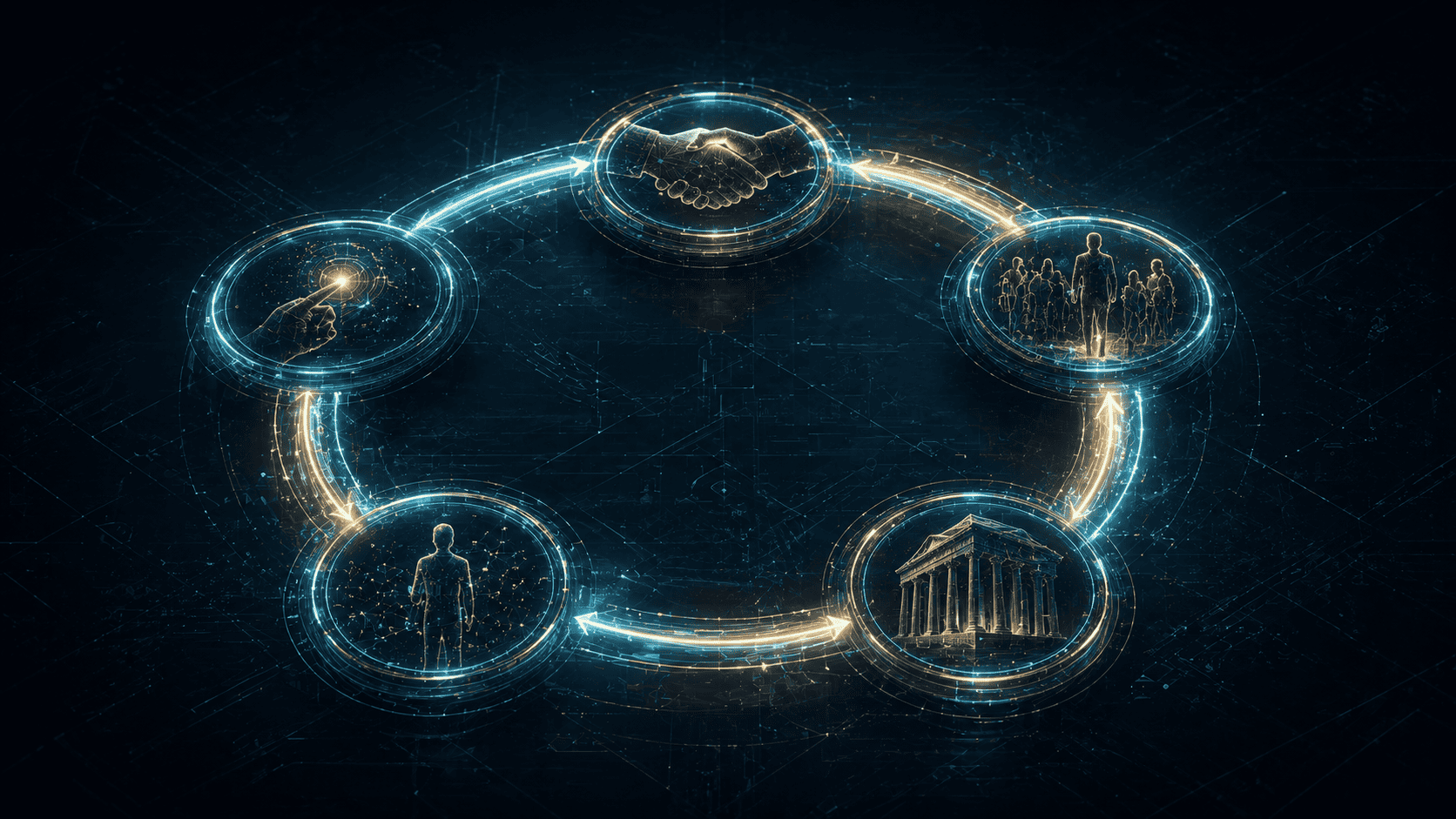 Invisible trust systems feedback loop showing use dependence legitimacy and reinforced trust