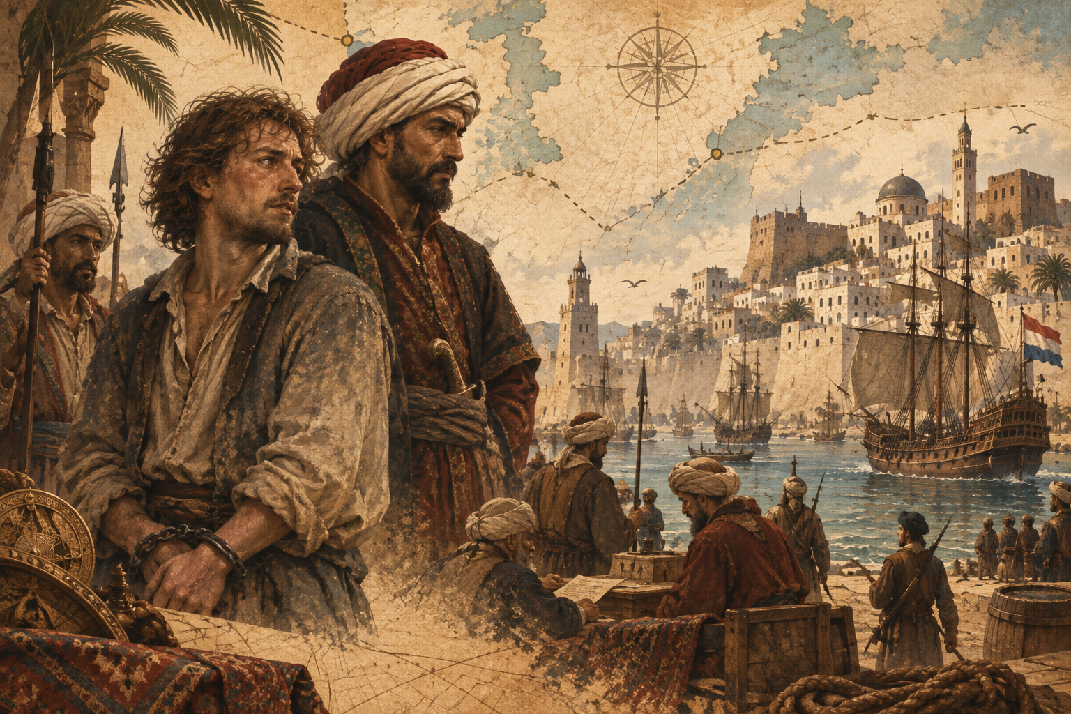 Editorial reconstruction of the harbor of Algiers in the period associated with Jan Janszoon Murad Reis