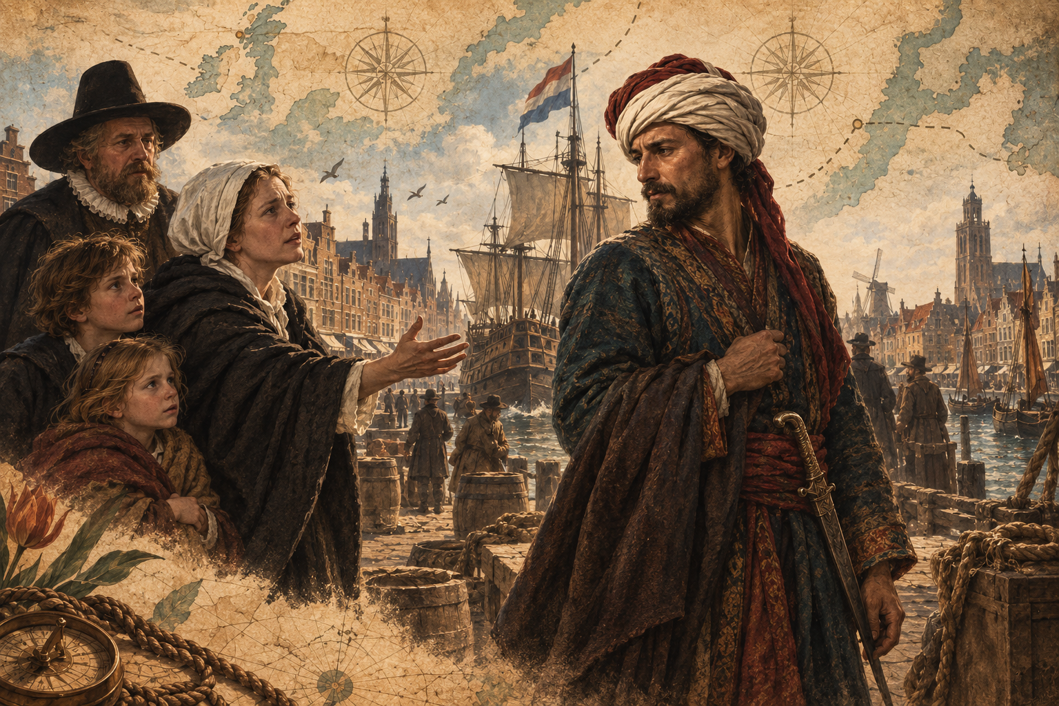 Murad Reis returning to Veere in an editorial reconstruction of the 1623 episode