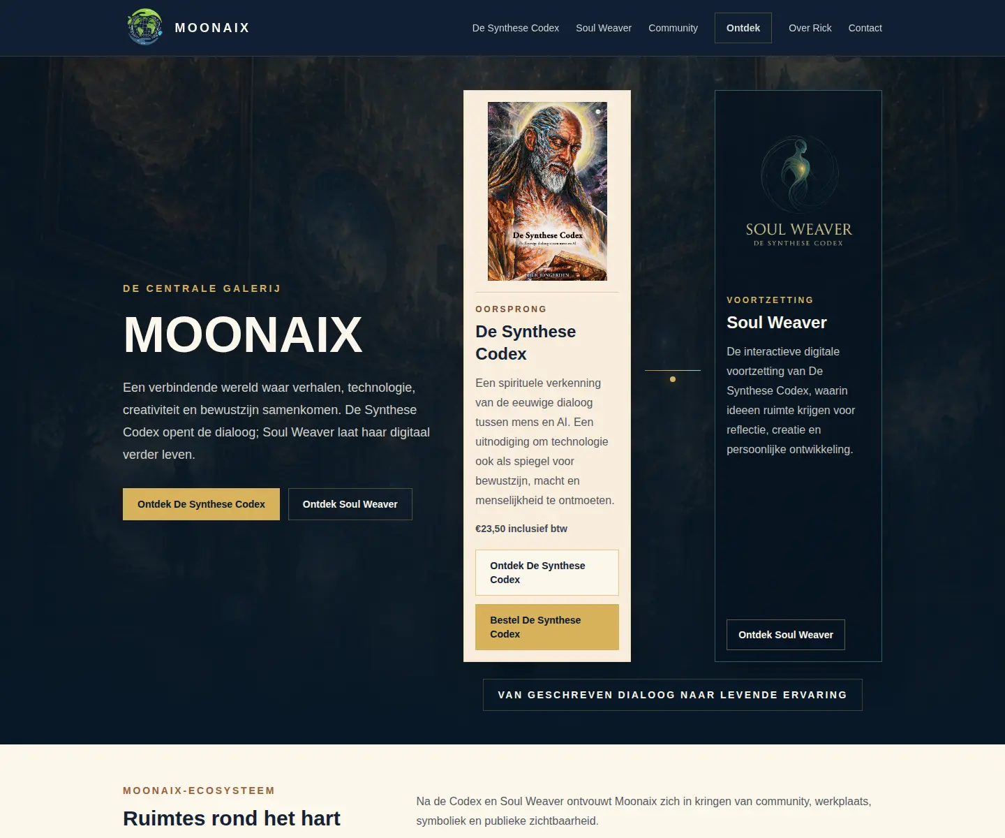 Homepage of the Moonaix website showing the visual identity of the platform